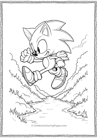 Sonic-Leaping-Over-a-River Free PDF Printable