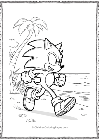 Sonic Running Along The Beach Free PDF Printable