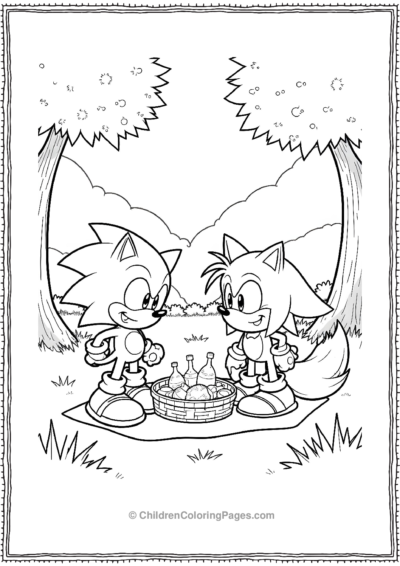 Sonic-Tails-and-Amy-Rose-Having-a-Picnic-in-Green- Free PDF Printable