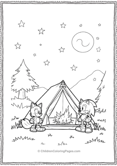 Sonic Tails And Knuckles Camping Under The Stars Free PDF Printable