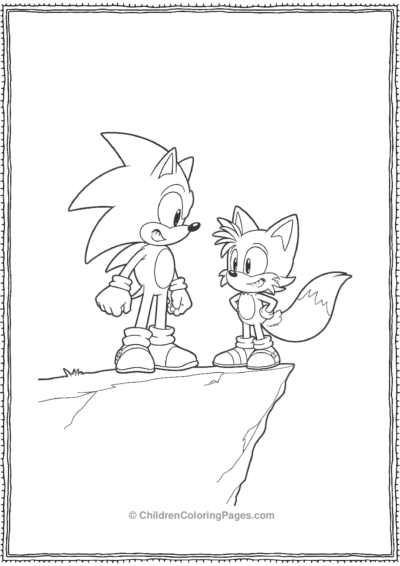 Sonic-and-Tails-Standing-on-a-Cliff Free PDF Printable