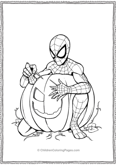 Spider-Man-Carving-A-Pumpkin Free PDF Printable