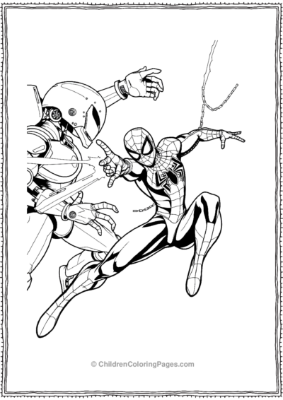 Spider-Man-Fighting-A-Robotic-Monster Free PDF Printable