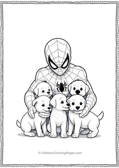 Spider-Man-Helping-Puppies Free PDF Printable