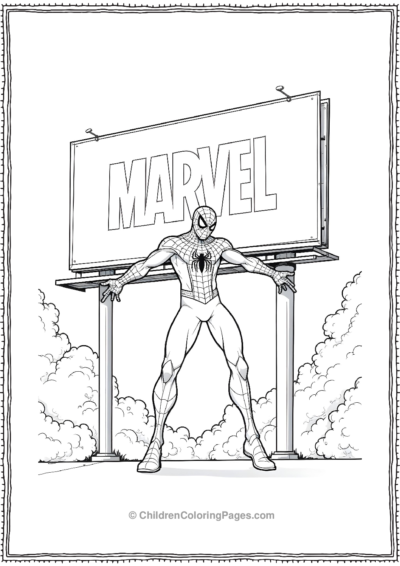 Spider-Man-Infront-Of-Marvel-Billboard Free PDF Printable