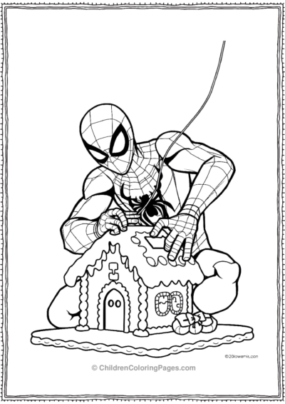 Spider-Man-Making-A-Ginger-Brea-House Free PDF Printable