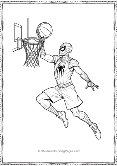 Spider-Man-Playing-Basketball Free PDF Printable