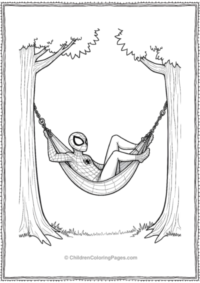 Spider-Man-Resting-On-A-Hammock Free PDF Printable