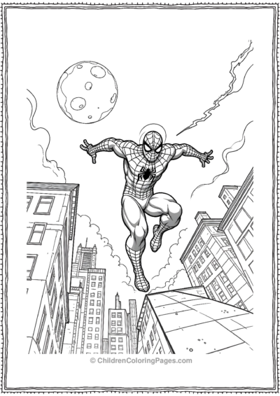 Spider-Man-Running-On-Rooftops Free PDF Printable