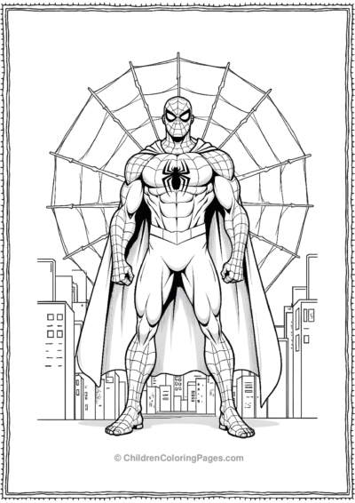 Spider-Man-Standing-Proudly-Infront-Of-A-Web Free PDF Printable