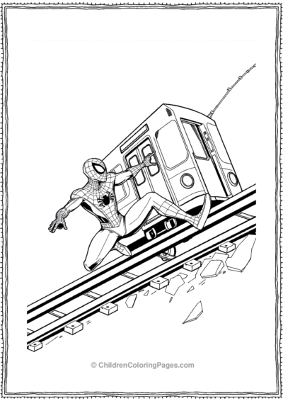 Spider-Man-Stopping-A-Fast-Train Free PDF Printable