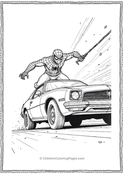 Spider-Man-Trying-To-Stop-A-Fast-Car Free PDF Printable