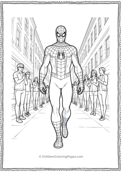 Spider-Man-Walking-Among-Fans Free PDF Printable