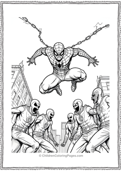 Spiderman-Flipping-Mid-Air-Over-Bad-Guys Free PDF Printable