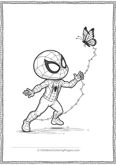 Spidey-Playing-With-A-Butterfly Free PDF Printable