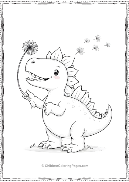 Spinosaurus Blowing Dandelion Free PDF Printable