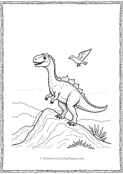 Spinosaurus Climbing A Rocky Mountain Free PDF Printable