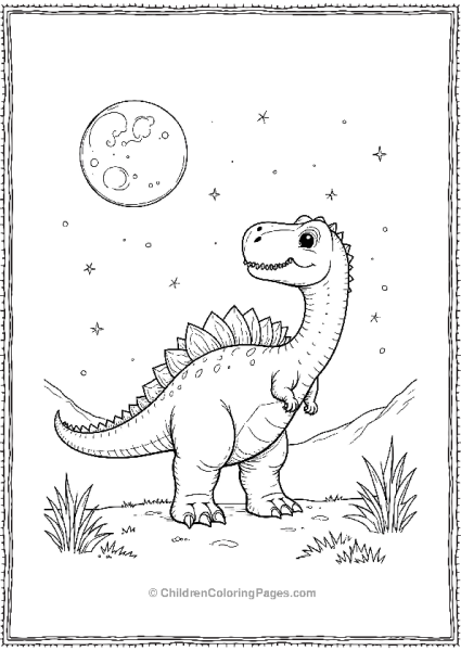 Spinosaurus Gazing At A Full Moon Free PDF Printable