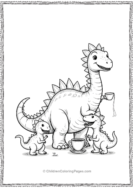 Spinosaurus Having A Tea Party Free PDF Printable