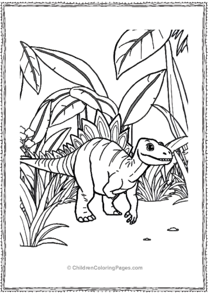 Spinosaurus Hiding Behind Palm Trees Free PDF Printable