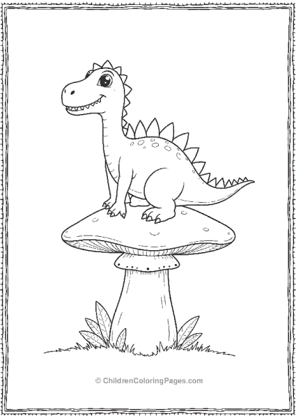 Spinosaurus On Top Of A Giant Mushroom Free PDF Printable