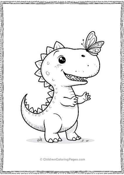 Spinosaurus Playing With Butterfly Free PDF Printable