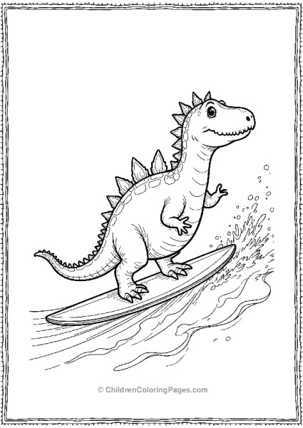 Spinosaurus Riding On A Surfboat Free PDF Printable