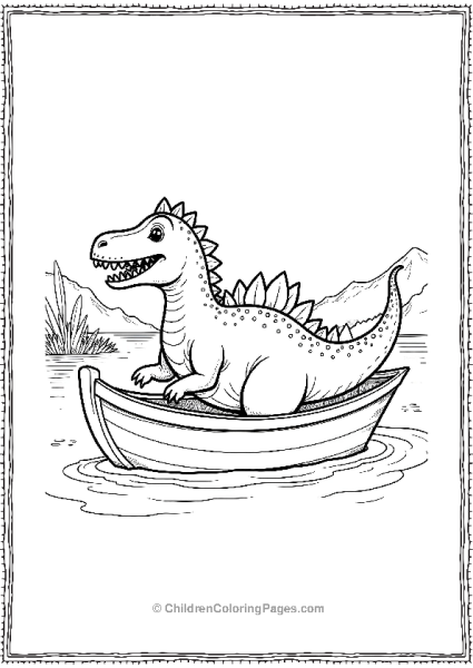 Spinosaurus Sailing On A Small Boat Free PDF Printable