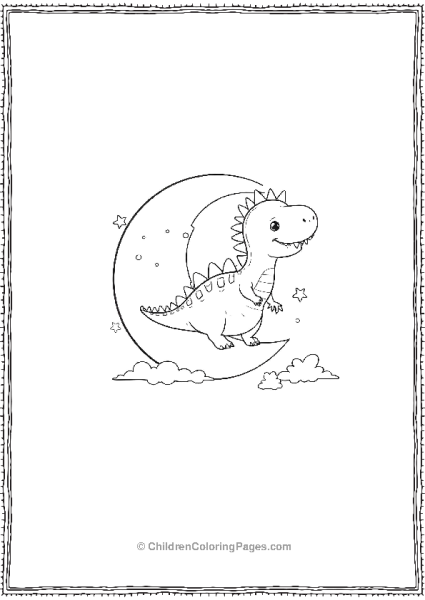 Spinosaurus Sitting On A Crescent Free PDF Printable