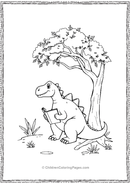 Spinosaurus Sitting Under A Tree Free PDF Printable