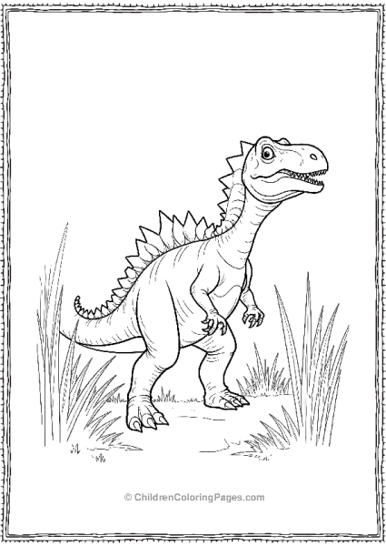 Spinosaurus Stalking Through Tall Grass Free PDF Printable