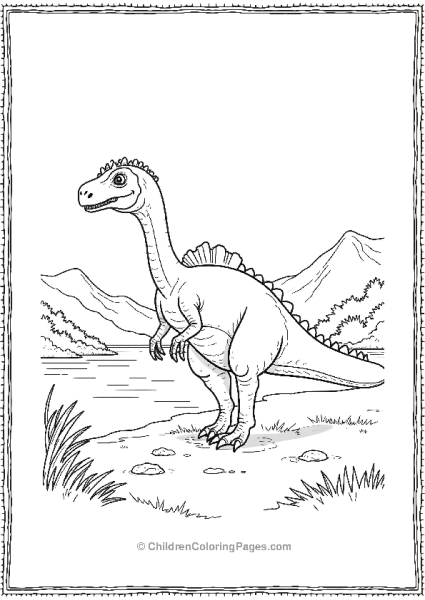 Spinosaurus Standing On The Riverbank Free PDF Printable