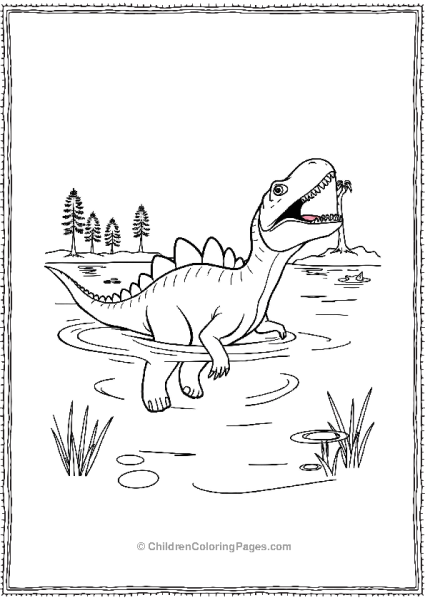 Spinosaurus Swimming With Its Head Up Free PDF Printable