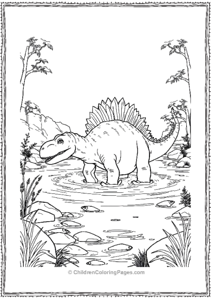 Spinosaurus Wading Through The Jurassic Park Water Free PDF Printable