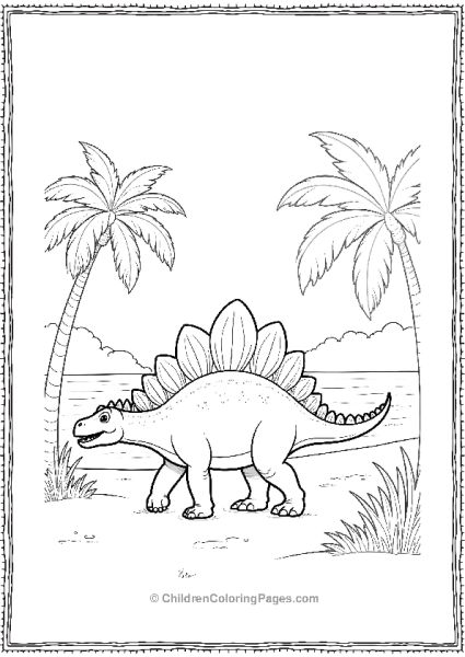 Spinosaurus Walking Along A Beach Free PDF Printable