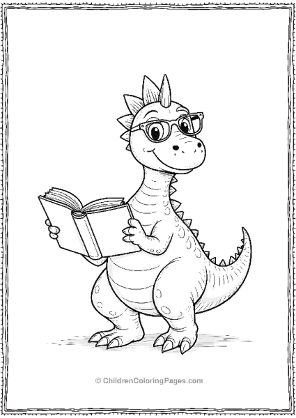 Spinosaurus Wearing Glasses And Reading A Book Free PDF Printable