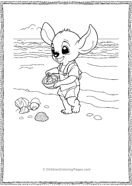 Stitch Collecting Shells Free PDF Printable