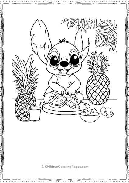 Stitch Cutting Pineapples Free PDF Printable