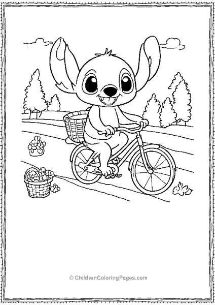 Stitch Going On A Bicycle Ride Free PDF Printable