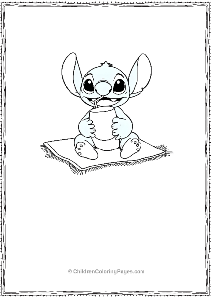 Stitch Having A Hot Chocolate Drink Free PDF Printable