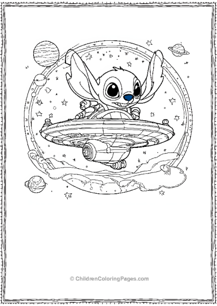 Stitch In An Alien Spaceship Free PDF Printable