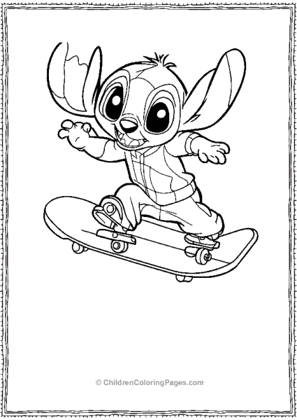 Stitch On A Skateboard Free PDF Printable