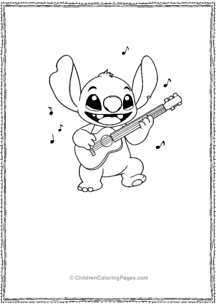 Stitch Playing A Guitar Free PDF Printable