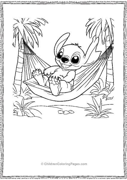 Stitch Relaxing In A Hammock By The Beach Free PDF Printable