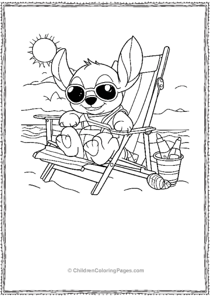 Stitch Taking A Sun Bath Free PDF Printable