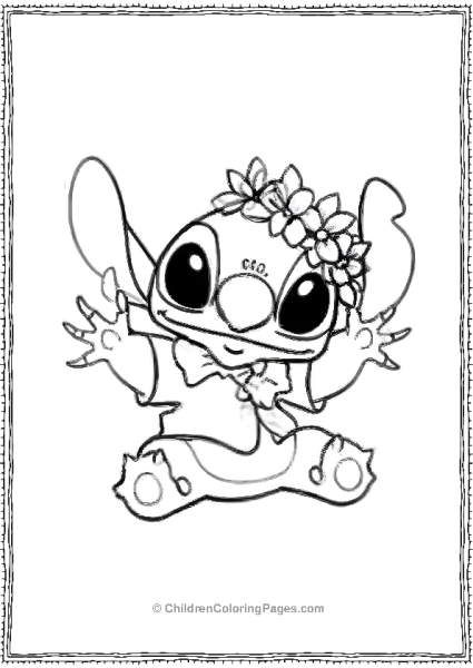 Stitch Wearing A Floral Crown Free PDF Printable