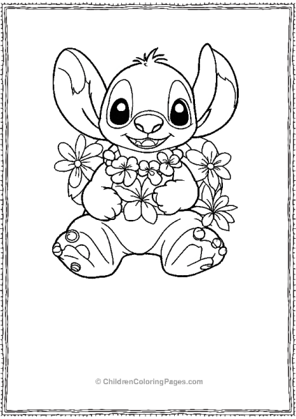 Stitch Wearing A Floral Garland Free PDF Printable