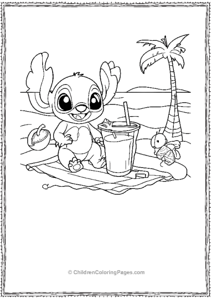 Stitch Drinking Apple Juice Free PDF Printable