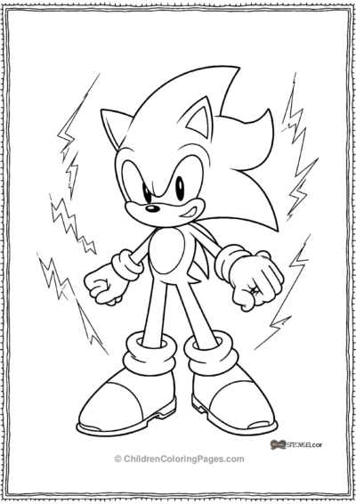 Super Sonic Powering Up Surrounded By Lightning Scaled Free PDF Printable