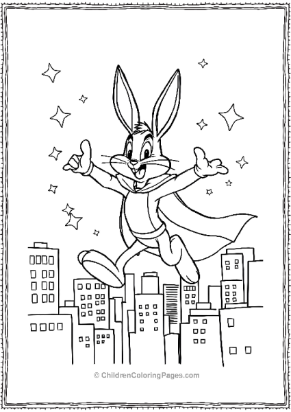 Superhero Bugs Bunny Saving The Town Free PDF Printable